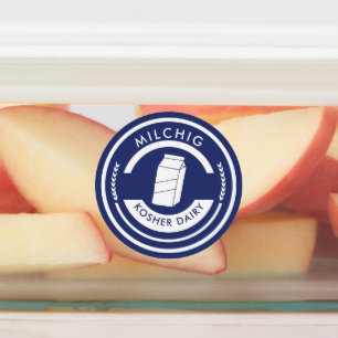 Etiqueta de Milchig Azul e Branco Kosher Dairy