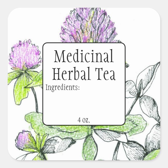 Etiqueta de Mistura Herb de Vazio de Trevo Vermelh (Frente)