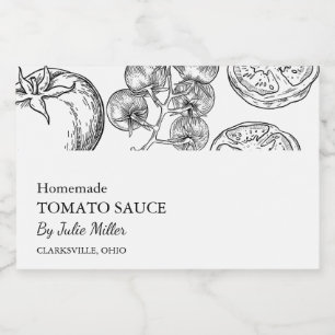 Etiqueta de molho de tomate preto e branco simples