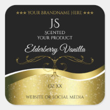 Etiqueta de Monograma Preto Preto Escuro Dourado D