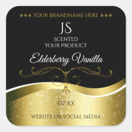 Etiqueta de Monograma Preto Preto Escuro Dourado D