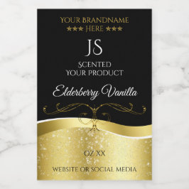 Etiqueta de Monograma Preto Preto Escuro Dourado D