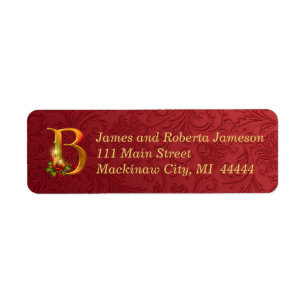 Etiqueta de Natal B para Monogramas Dourados e Ver