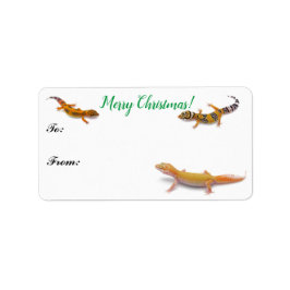 Etiqueta de Natal Colorida Leopard Gecko Lizard