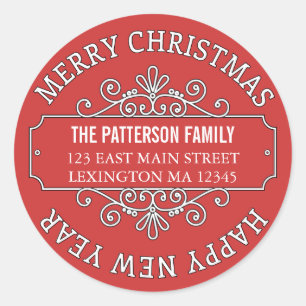 Etiqueta de Natal Contemporânea Clássica