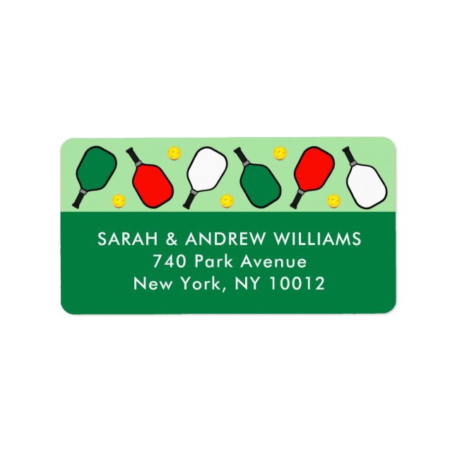 Etiqueta de Natal de Pickleball (Frente)