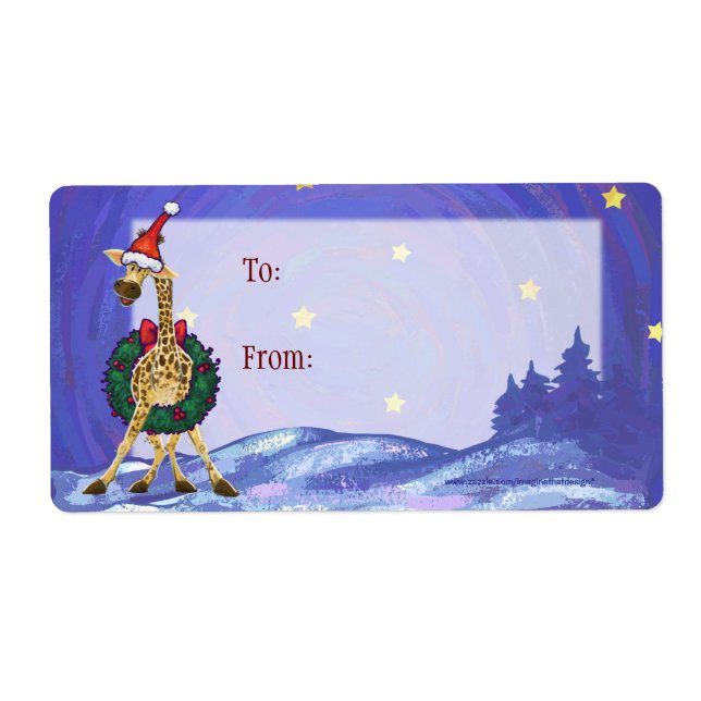 Etiqueta de Natal Giraffe (Frente)