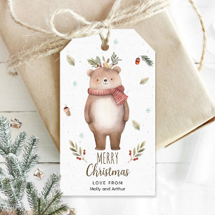 Etiqueta de Natal Personalizada com Urso Justo