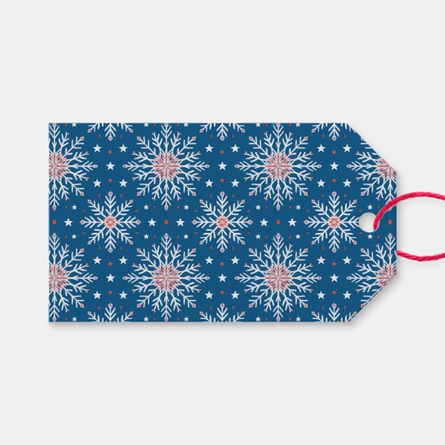 Etiqueta de Neve Azul de Natal Azul Patriótico (Frente (horizontal))