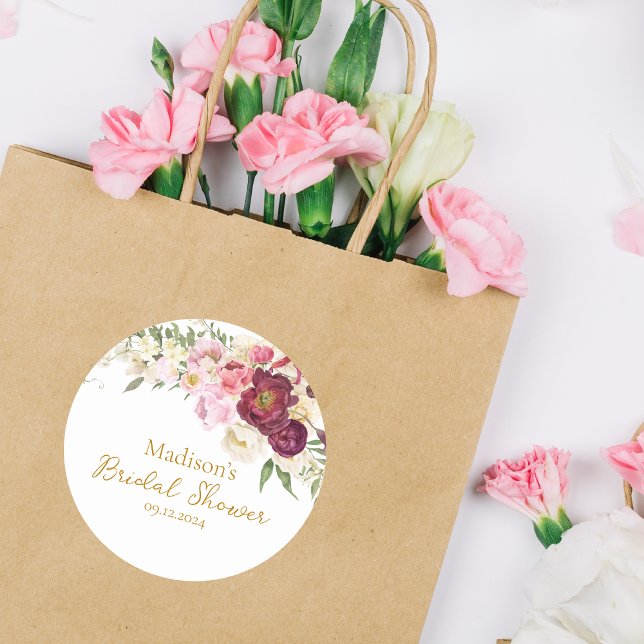 Etiqueta de Noivado de Casamento Floral Abraço (Criador carregado)