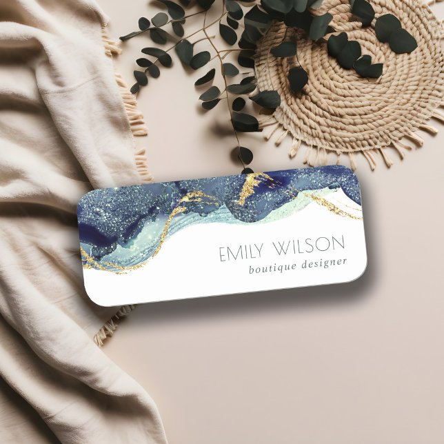 Etiqueta De Nome Abstrato Álcool Tinta Marinho Azul (Criador carregado)