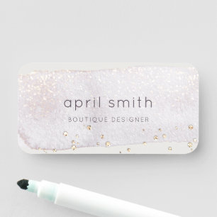 Etiqueta De Nome Abstrato Dourado Lilac Brush Stoke Watercolor