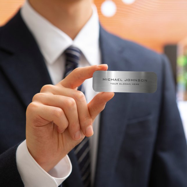 Etiqueta De Nome Aço inoxidável prateado (Criador carregado)