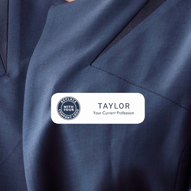 Etiqueta De Nome Adicionar conferência de funcionários da empresa d (Business Logo Modern Minimalist Company Employees Name Tag)