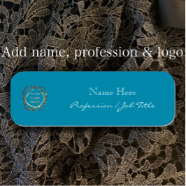 Etiqueta De Nome Adicionar logotipo próprio Turquesa Elegante Elega
