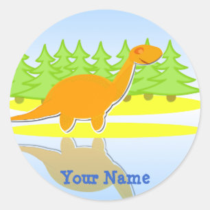 Etiqueta de nome alaranjada bonito do dinossauro