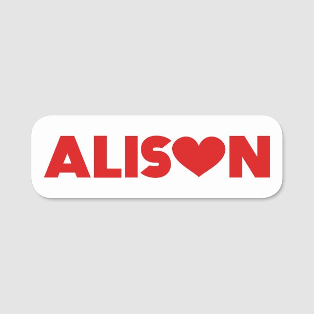Etiqueta De Nome Alison Love (Frente)