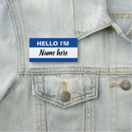 Etiqueta De Nome Alô personalizado meu nome é (azul)
