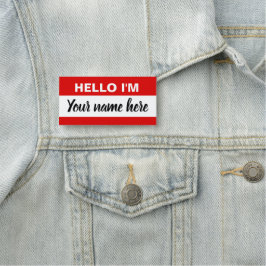 Etiqueta De Nome Alô personalizado meu nome é (vermelho)