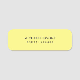 Etiqueta De Nome Amarelo Claro Elegante Simples e Profissional