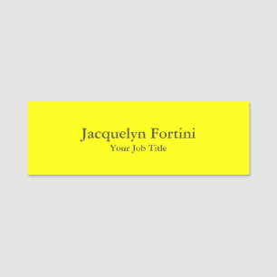 Etiqueta De Nome Amarelo Minimalista Moderno Elegante