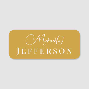 Etiqueta De Nome Amarelo Mostarda Fashiável, manuscrito: Minimalist