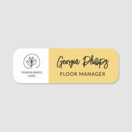 Etiqueta De Nome Amarelo Suave & Logotipo da Sua Empresa Branco