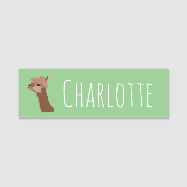 Etiqueta De Nome Animal Fofo Alpaca (Frente)