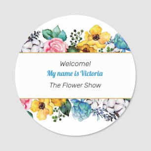 Etiqueta De Nome Aquarelas Florais
