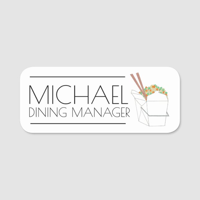 Etiqueta De Nome Arroz Seco Chopsicks restaurante Chinês Takeout (Frente)