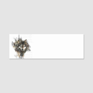 Etiqueta De Nome Arte do animal da montanha do lobo cinzento da