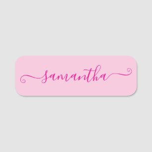 Etiqueta De Nome Assinatura Fofo Rosa Quente