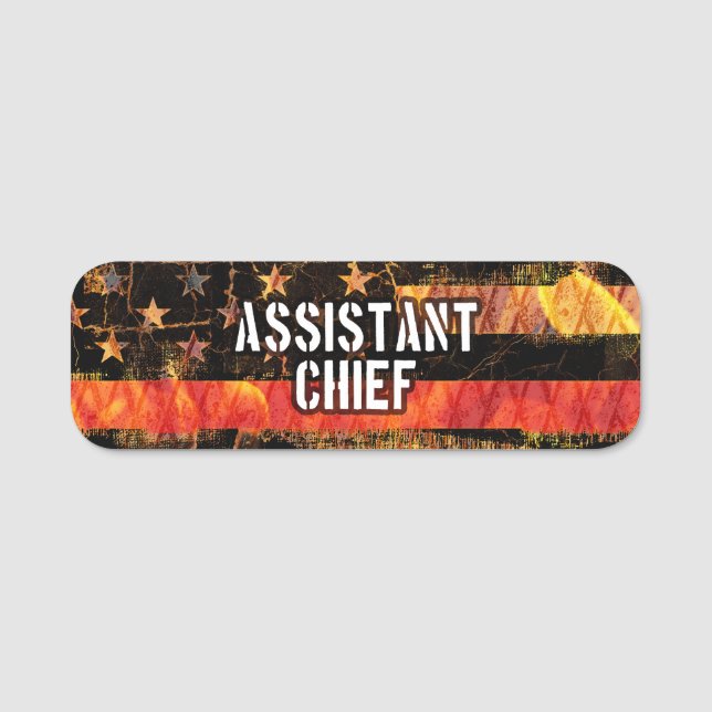 Etiqueta De Nome Assistant Chief Firefighter Flag (Frente)