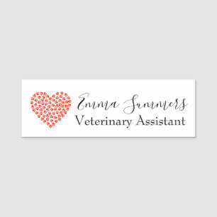 Etiqueta De Nome Assistência Veterinária Coração de Pata Negócios V