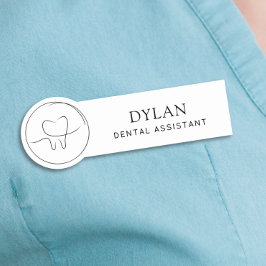 Etiqueta De Nome Assistente Dental Minimalista