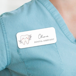Etiqueta De Nome Assistente Dental Moderna