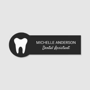 Etiqueta De Nome Assistente Dental Profissional de Trendência Branc