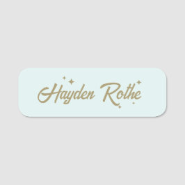 Etiqueta De Nome Azul-Pastel Retro-Cujo