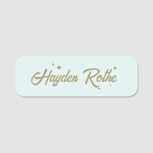 Etiqueta De Nome Azul-Pastel Retro-Cujo