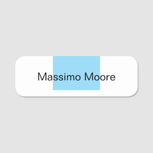 Etiqueta De Nome Azul Preto Branco Simples Elegante Nome Próprio