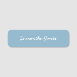 Etiqueta De Nome Azul Simples Manuscrito com Script Moderno