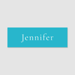 Etiqueta De Nome Azure Blue Trendy Modern Minimalist Name