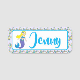 Etiqueta De Nome Balança Loura Nadação Mágica - Garota Roxa Roxa