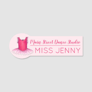 Etiqueta De Nome Balé Tutu Pink Ballerina Dance Teacher Studio