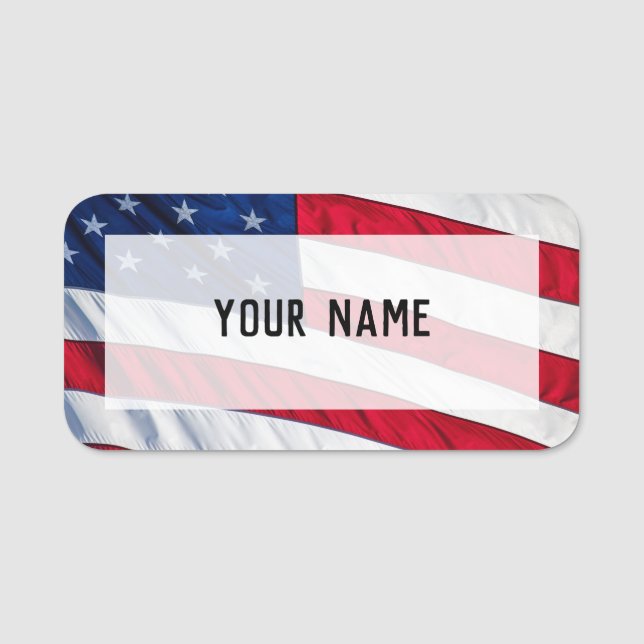 Etiqueta De Nome Bandeira Americana (Frente)