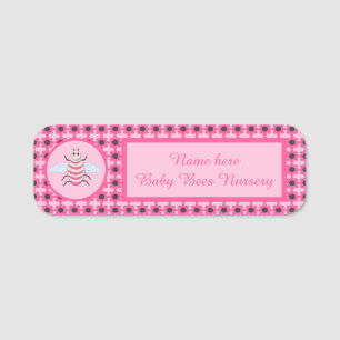 Etiqueta De Nome Bebê Rosa bonito, Abelha Personalizada