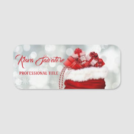 Etiqueta De Nome Belo Natal Santa Claus Red Bag
