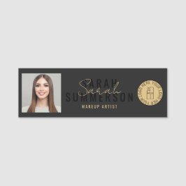 Etiqueta De Nome Black Makeup Artist Beauty Salon Employee ID