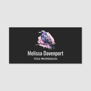 Etiqueta De Nome Black Raven em uma Ilustração de Ramificação