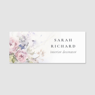 Etiqueta De Nome Blush Chic Lilac Watercolor Rosa Floral Bunch